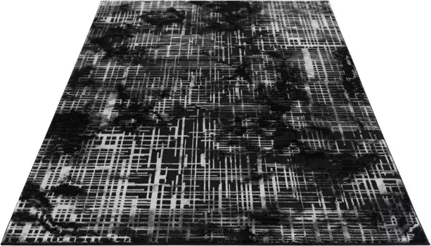 Ковер для дома "Cansu", прямоугольный, винтажный, легкий блеск, структура high-low, эффект термоусадочной резьбы My home 70х140 см, черный