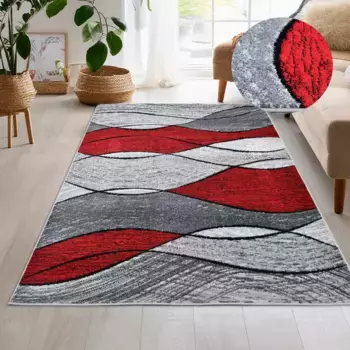 Ковер для дома «Esmea», прямоугольный, высота 9 мм, современный волнистый рисунок, простой в уходе, гостиная, спальня My Home, бежевый/серый