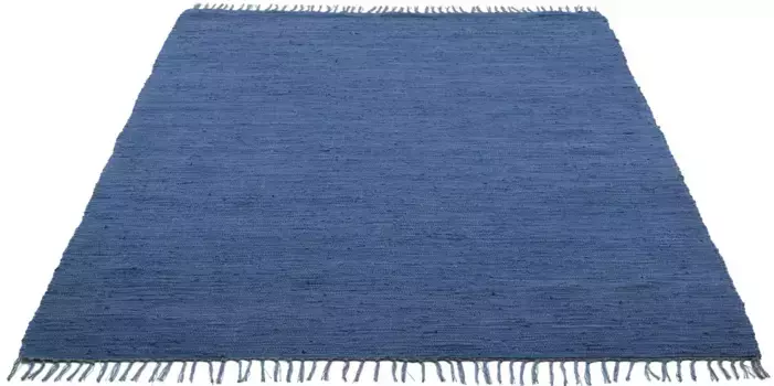 Ковер для дома "Gastines", прямоугольный, двусторонний ковер, чистый хлопок, сотканный вручную, однотонный, моющийся, современный Home affaire 70х140 см, синий
