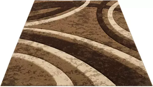 Ковер для дома "Jelva", прямоугольный, короткий ворс, с вырезанным вручную контуром в 3D дизайне Home affaire 120х180 см, коричневый