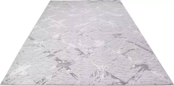 Ковер для дома "Kirian", прямоугольный, 3D-эффект, короткий ворс, связанный, мягкий на ощупь, ромбы Home affaire 70х140 см, серый