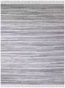 Ковер для дома "LeVivier", прямоугольный, ковер ручной работы, полосатый, 90% хлопок, ручная работа, с бахромой Home affaire 80х150 см, серый/белый