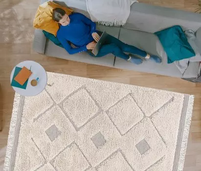 Ковер для дома NATIVO Checks Tchibo, крем