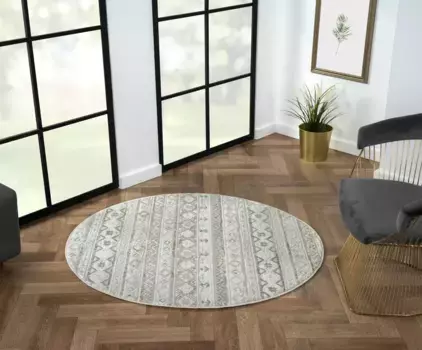 Ковер для мебели и аксессуаров Myflair "My Nomady", круглый, с коротким ворсом, скандинавский дизайн, особенно мягкий благодаря микроволокну Myflair Mbel & Accessoires 120 см, кремовый/светло-серый