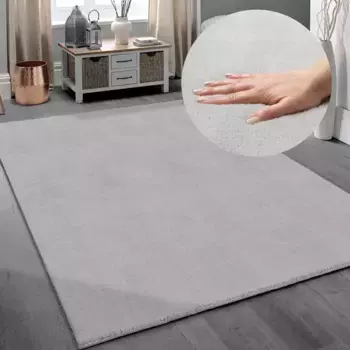 Ковер для моего дома "Arabell, коврик из искусственного меха", прямоугольный, пушистый, приятный, имитация меха, противоскользящая нижняя сторона, можно стирать My home 160х230 см, серый