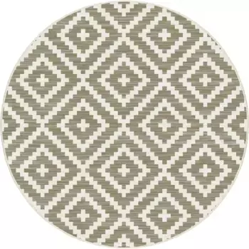 Ковер для моего дома "Ronda двусторонний ковер", круглый, имитация сизаля, плоское переплетение, для дома и улицы, геометрический дизайн в стиле бохо My home 140 см, цвет linen