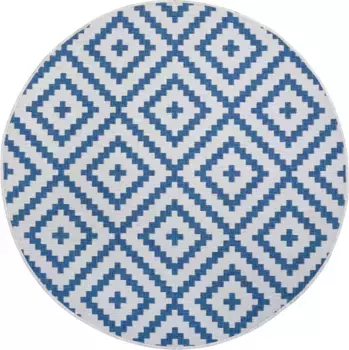 Ковер для моего дома "Ronda двусторонний ковер", круглый, имитация сизаля, плоское переплетение, для дома и улицы, геометрический дизайн в стиле бохо My home 200 см, цвет ocean