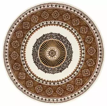 Ковер домашний "Шари", круглый, восточный декор, с бордюром, короткий ворс, мягкий, простой в уходе, элегантный Home affaire 140 см, бежевый