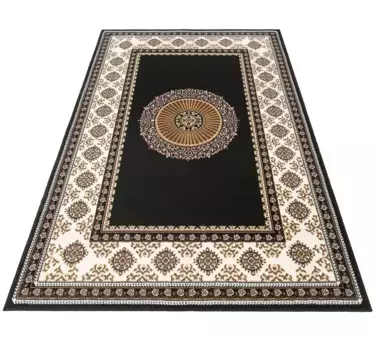 Ковер домашний "Шари", прямоугольный, восточного вида, с бордюром, ковролин, короткий ворс, мягкий, простой в уходе Home affaire 60х110 см, черный