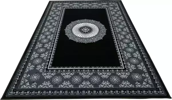 Ковер домашний "Шари", прямоугольный, восточного вида, с бордюром, ковролин, короткий ворс, мягкий, простой в уходе Home affaire 80х150 см, серый