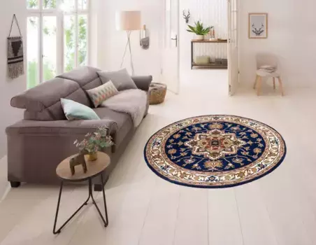 Ковер домашний шерстяной "Аман", круглый, из чистой шерсти, восточного вида, идеально подходит для гостиной и спальни Home affaire 150 см, синий