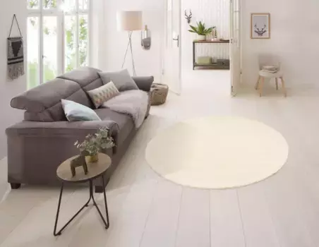 Ковер домашний шерстяной "Мохан", круглый, настоящий бербер из Марокко, чистая шерсть, лохматая шерсть, связана вручную Home affaire 150 см, цвет natur wei