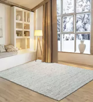 Ковер домашний шерстяной "Pirker", прямоугольный, двусторонний ковер, крапчатый, чистая шерсть, ручная работа, Сканди, гостиная Home affaire 70х140 см, цвет naturgrau