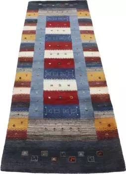 Ковер дорожка "Gabbeh Don", прямоугольный, чистая шерсть, очень мягкий ворс, гостиная Carpetfine 60х180 см, цвет multi/dunkel