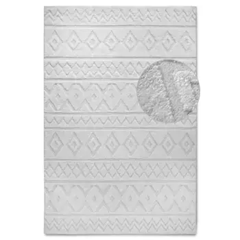 Ковер ELLE DECORATION с высоким ворсом «Itinerance», прямоугольный, высота 18 мм, глубокий ворс, лохматый, пушистый, мягкий, длинный ворс, современный, эффект «высокий-низкий», цвет Cremewei