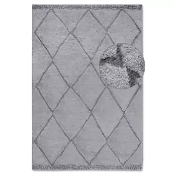 Ковер ELLE DECORATION с высоким ворсом «Перротин», прямоугольный, высота 18 мм, глубокий ворс, лохматый, пушистый, мягкий, длинный ворс, современный, эффект высокий-низкий, цвет Hellgrau