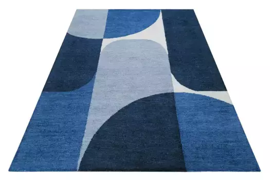 Ковер Esprit "Backup", прямоугольный, ручная прошивка, ретро, дизайн для гостиной и спальни 170х170 см, темно-синий