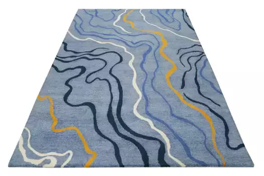 Ковер Esprit "Drive", прямоугольный, экологичный, современный, абстрактный дизайн для гостиной и спальни 170х170 см, светло-синий