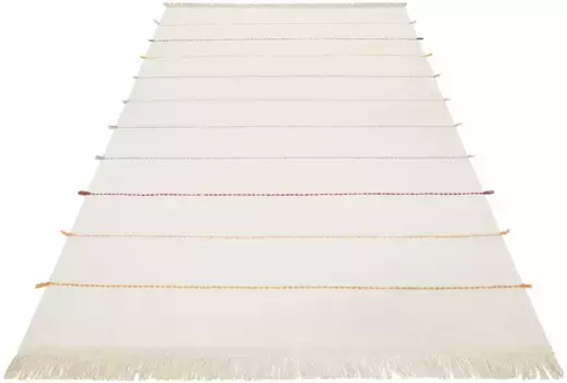 Ковер Esprit шерстяной "Lina ESP-2205", прямоугольный ковер из натурального волокна с бахромой, современный дизайн, гостиная 160х230 см, бежевый