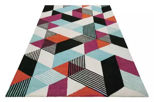 Ковер Esprit "Uptown", прямоугольный, красочный, прошивной вручную, графический ретро-стиль для гостиной, спальни 170х170 см, цвет bunt