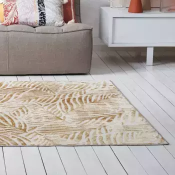 Ковер Esprit "Victoria ESP-21078", прямоугольный ковер современного дизайна с коротким ворсом и бахромой, гостиная 80х150 см, цвет goldfarben