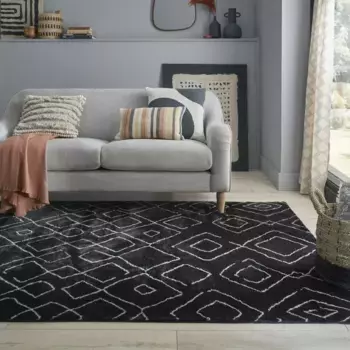 Ковер FLAIR RUGS "Imran Fur Berber", прямоугольный 120х170 см, черно-белый