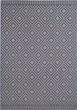 Ковер Freundin Home Collection "Breeze", прямоугольный, для внутреннего и наружного использования, устойчивый к атмосферным воздействиям, для балкона, сада, гостиной, ромбы 160х230 см, синий/кремовый