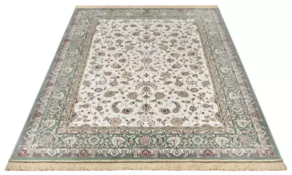 Ковер freundin Home Collection "Джамила", прямоугольный, восточный дизайн, винтажный вид, бахрома, простой в уходе, прочный 95х140 см, зеленый