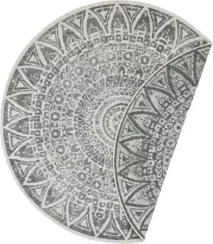 Ковер freundin Home Collection "Lilja", круглый, для дома и улицы, двусторонний ковер, устойчивый к атмосферным воздействиям, балкон, сад, гостиная 200 см, кремовый/зеленый