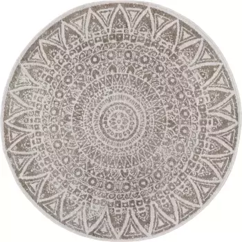 Ковер freundin Home Collection "Lilja", круглый, для дома и улицы, двусторонний ковер, устойчивый к атмосферным воздействиям, балкон, сад, гостиная 200 см, цвет linen white