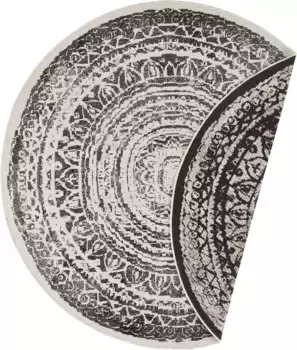 Ковер Freundin Home Collection "Rosica", круглый, для дома и улицы, устойчивый к атмосферным воздействиям, для балкона, сада, гостиной, водонепроницаемый 140 см, черный/кремовый