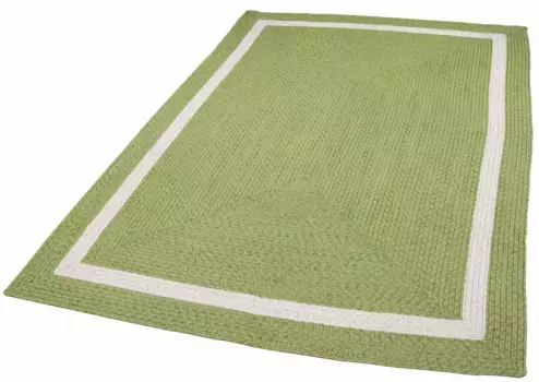 Ковер Gino Falcone "Benito", прямоугольный, плоского плетения, однотонный, с каймой, подходит для использования внутри и снаружи помещений 160х230 см, зеленый