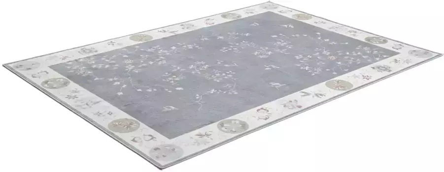 Ковер Gino Falcone "Cherina GF-130", прямоугольный, нежный цветочный узор, с каймой, легкий блеск, 100% вискоза 200х290 см, серый