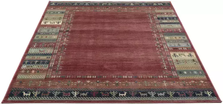 Ковер Gino Falcone "Cherina GF-131", прямоугольный, этнический дизайн, с каймой, легкий блеск, 100% вискоза, гостиная 50х80 см, красный