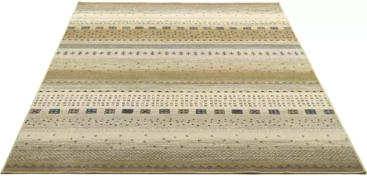 Ковер Gino Falcone "Cherina GF-132", прямоугольный, этнический дизайн, в полоску, светлый блеск, 100% вискоза, гостиная 160х230 см, бежевый