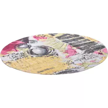 Ковер Gino Falcone "Cosima-107", круглый, высота 3 мм, жаккардовый ковер без плетения, с шенилловой пряжей, современный дизайн, цвет bunt