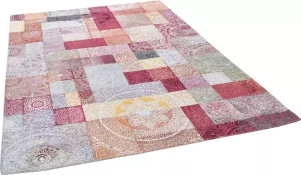 Ковер Gino Falcone "Cosima-112", прямоугольный, плоского плетения, с пряжей шенилл, современный лоскутный дизайн, орнаменты 80х160 см, цвет bunt