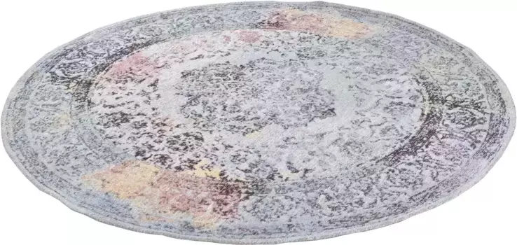 Ковер Gino Falcone "Cosima-118", круглый, плоского плетения, с пряжей синель, современный восточный вид, винтажный дизайн 190х190 см, 190 см, цвет bunt