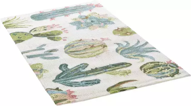 Ковер Gino Falcone "Rosetta 021 Cacti", прямоугольный, особенно мягкий благодаря микроволокну, подходит для внутреннего и наружного использования, гостиная 120х180 см, цвет natur/multi