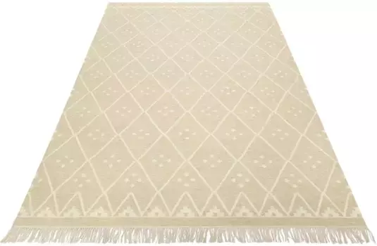 Ковер Green Looop "Vermont GL-82101", прямоугольный ковер ручной работы из натурального волокна из шерсти 80х300 см, бежевый/кремовый