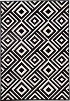Ковер HANSE Home "Art", прямоугольный, короткий ворс, ромбовидный мотив, на ощупь велюр, прочный, простой в уходе, связанный 140х200 см, черный/кремовый