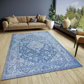 Ковер HANSE Home "Mahat", прямоугольный, износостойкий, простой в уходе, прочный, противоскользящий 80х165 см, синий