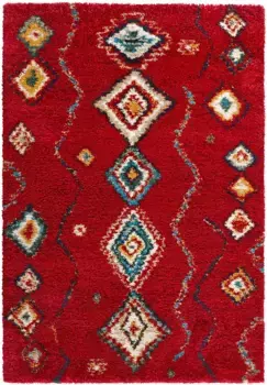 Ковер HANSE Home с высоким ворсом "Геометрический", прямоугольный, ворсистый, флокати, дизайн бохо, мягкий, пушистый, геометрический рисунок 200х290 см, красный