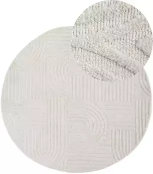 Ковер "Holly 4 - Soft Touch Microfibre Rug", круглый, Boho Scandi, мягкая плотная тафтинговая структура, гостиная Carpetfine 120 см, бежевый