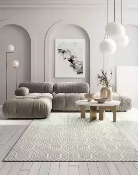 Ковер из мериноса "Creation 50057", прямоугольный, элегантный, блестящий, короткий ворс, легко чистится, гостиная Merinos 120х170 см, цвет creme