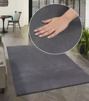 Ковер из мериноса "Фокус 47", прямоугольный, меховой ковер, мягкий и элегантный, гостиная, спальня Merinos 70х140 см, цвет anthrazit