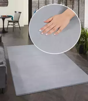 Ковер из мериноса "Фокус 47", прямоугольный, меховой ковер, мягкий и элегантный, гостиная, спальня Merinos 140х200 см, серый