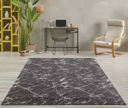 Ковер из мериноса "Loft Edition 36, ковер с коротким ворсом мрамор", прямоугольный, мраморный, очень мягкий, моющийся, для гостиной, спальни Merinos 160х230 см, цвет Anthrazit