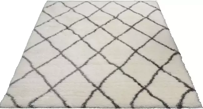 Ковер из мериноса с высоким ворсом "Floki 80075", прямоугольный, особенно мягкий благодаря микрофибре, для гостиной Merinos 200х290 см, цвет creme