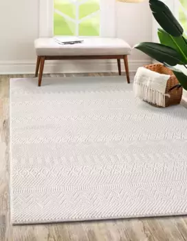 Ковер из мериноса "Sign 1901", прямоугольный, высокая-низкая структура, ромб, 100 % переработанный полиэстер, для гостиной Merinos 200х290 см, цвет creme